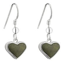 Alternate image for Irish Earrings | Sterling Silver Connemara Marble Heart Earrings